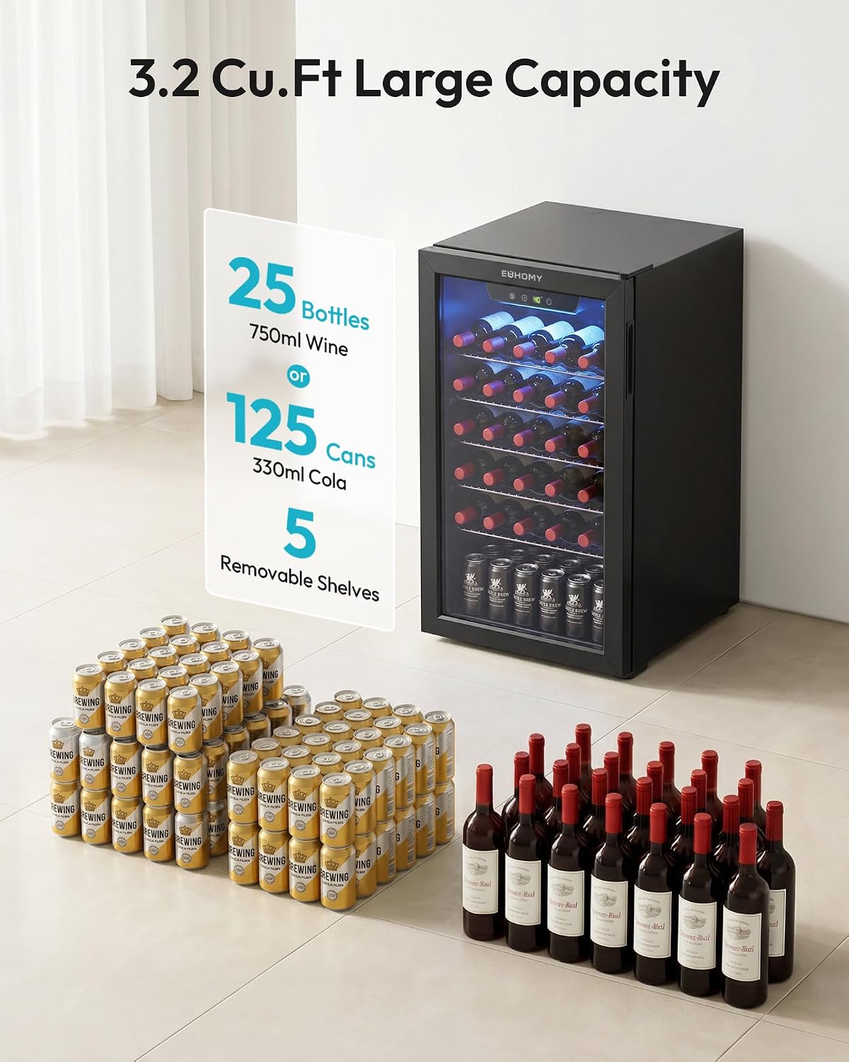125 Can Beverage Cooler with G - Wine Beer Cooler Fridge review and price