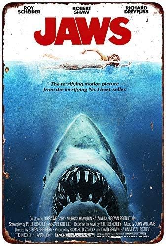 Tin Sign 1975 Jaws Movie Vinta - Wine Tag Label review and price