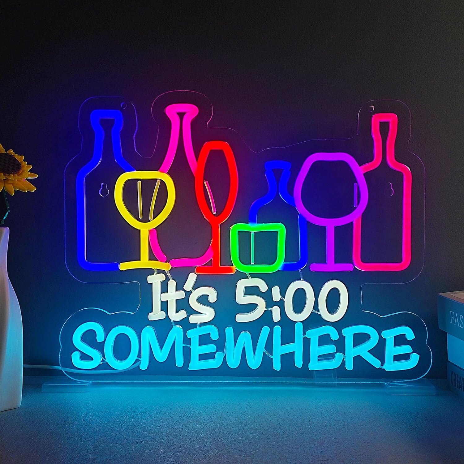 It's 5 O'Clock Somewhere Neon  - Wine Beer Photo review and price